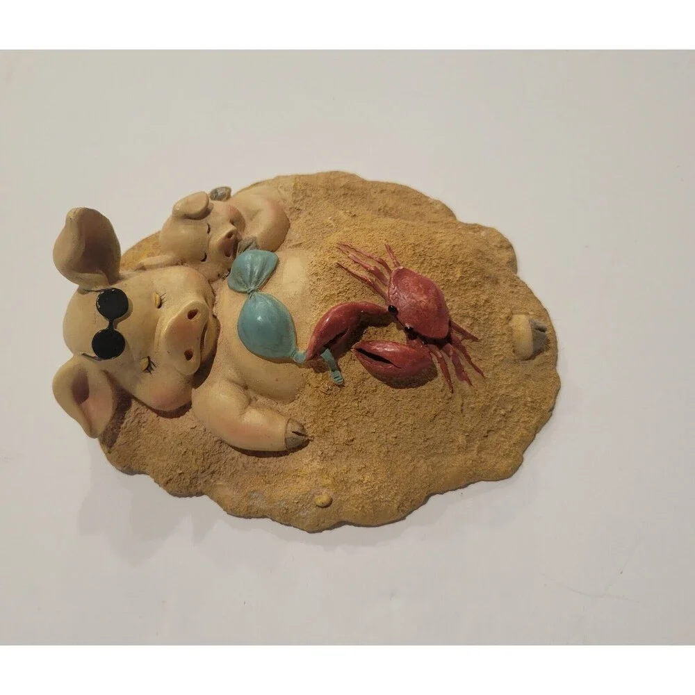 Pig Sun Bathing Beach Mom Sunglasses & Bikini Piglet in Sand